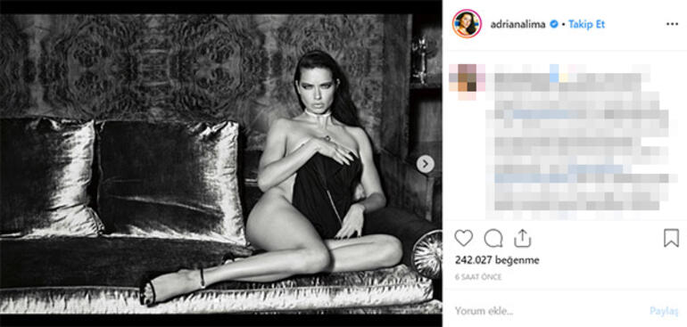 �nl� Model Adirana Lima'dan Y�rek Hoplatan Sosyal Medya Payla??m? 